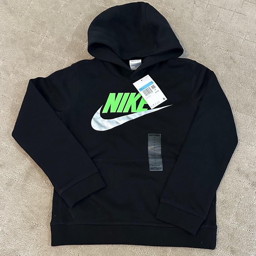 Nike Boys Black and Green Hoodie size medium